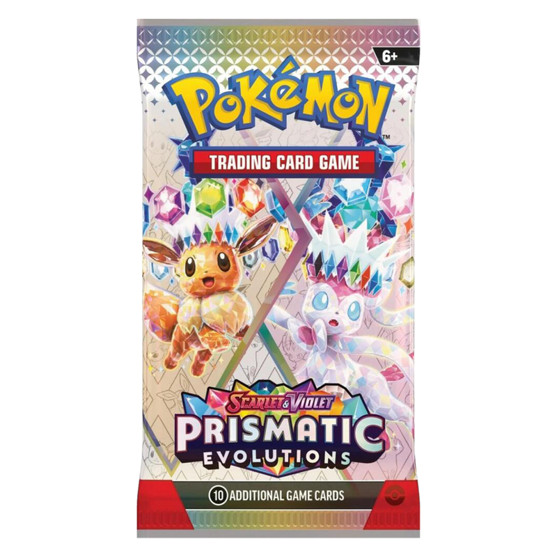 Pokémon TCG Prismatic Evolutions English booster pack; artwork may vary