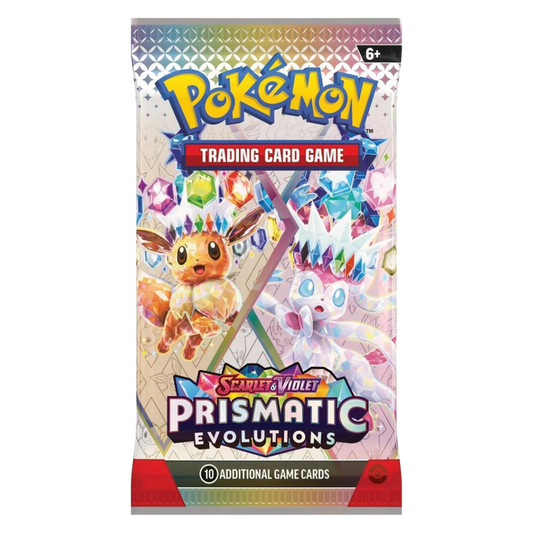 Pokémon TCG Prismatic Evolutions English booster pack; artwork may vary